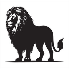Silhouette vector of a lion standing on a white background