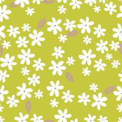 Cute feminine seamless watercolor pattern with little tiny wildflowers, hand drawn