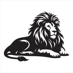 Silhouette vector of a lion standing on a white background