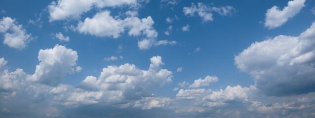 Panorama blue skies with white clouds as background