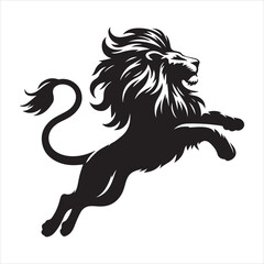Silhouette vector of a lion standing on a white background