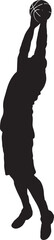 Silhouette Basket ball Player through the Basketball in Basket Poisition