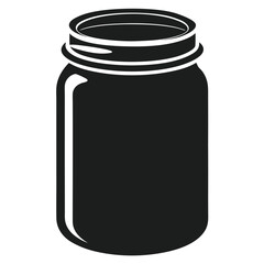A black mason jar with a lid is isolated on white background and ready for canning or storage