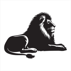 Silhouette vector of a lion standing on a white background