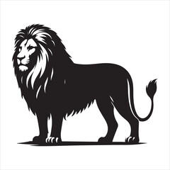 Silhouette vector of a lion standing on a white background