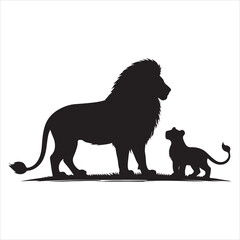 Silhouette vector of a lion standing on a white background