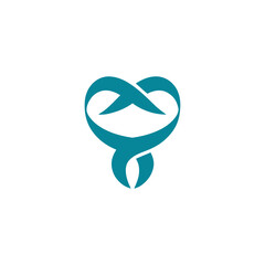 Teal heart shaped abstract logo