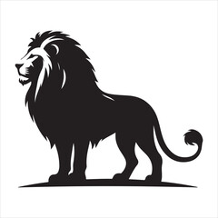 Silhouette vector of a lion standing on a white background