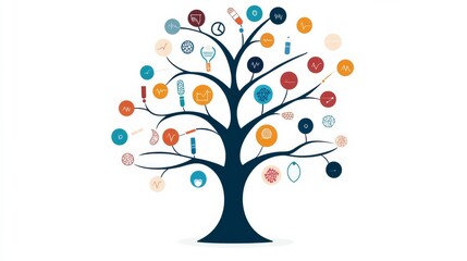 Medical Concept Tree Science and Healthcare Icons, medicine , health