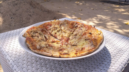 Pizza in a Hotel on Unawatuna Beach, Galle, Sri Lanka.