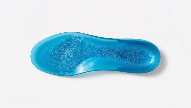Transparent gel orthopedic insoles over white background, no shadow