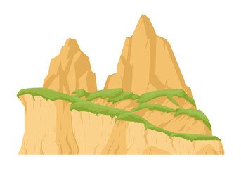 Nature mountain silhouette. Wild mountain landscape, rocky range and peak, outdoor hiking flat vector illustration. Cartoon mountain view