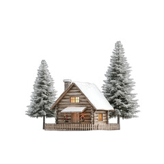 Fototapeta premium A snowy cabin with christmas decorations