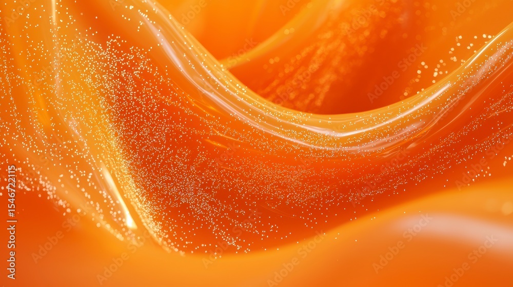 Poster Abstract orange liquid flowing with tiny bubbles, creating a wave-like texture.