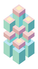 Obraz premium Abstract isometric composition in pastel colors with transparency for various design projects