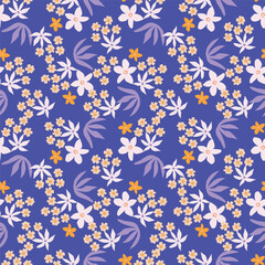 Artistic simple branches flowers peonies, dahlia and buds with leaves seamless pattern. Vector hand drawn. Retro, vintage, pastel print. Template for design, fabric, fashion, wallpaper, textile
