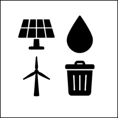 Environment icon set vector silhouette