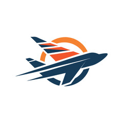 A modern airplane logo design isolated on white background