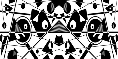 Abstract black and white simple composition. Geometric design background.