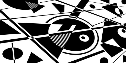 Abstract black and white simple composition. Geometric design background.
