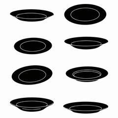 Black silhouette of plate dinnerware collection