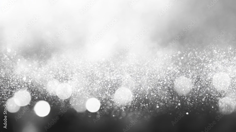 Poster Abstract grayscale background with bokeh lights and glitter texture.