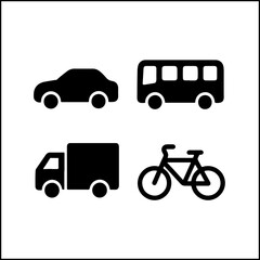 Vehicle transport icon set vector silhouette