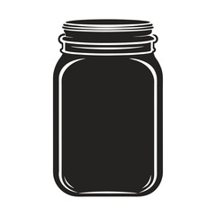 An empty mason jar silhouette isolated on white background for storage and preservation