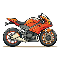 Obraz premium An orange motorcycle is isolated on white background with a sleek design and sporty aesthetic perfect for transportation and recreational riding