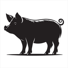 Fototapeta premium Silhouette vector of a pig standing on a white background