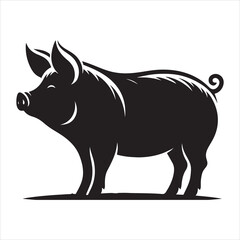 Fototapeta premium Silhouette vector of a pig standing on a white background