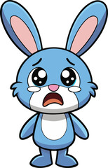 Crying cartoon bunny and rabbit vector art 