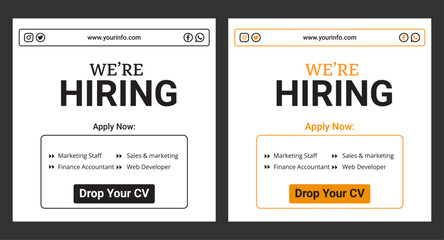 We are hiring design vector for vacant sign Job hiring poster, social media, banner, flyer and Recruitment Poster.