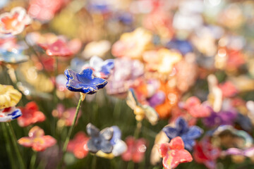 Vibrant and colorful flowers harmoniously create a stunning and captivating visual spectacle in a...