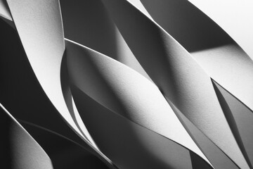 Wavy shapes in black and white, abstract background