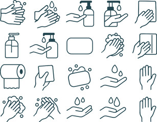 Hand drawn vector icon collection of various objects medical items and cosmetic products