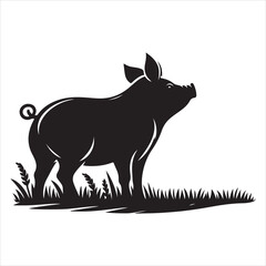 Fototapeta premium Silhouette vector of a pig standing on a white background
