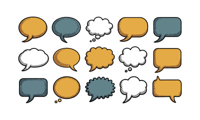 Modern vector illustration featuring a diverse set of hand-drawn speech bubbles, easily editable and scalable