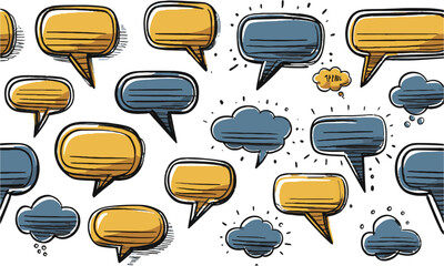 Modern vector illustration featuring a diverse set of hand-drawn speech bubbles, easily editable and scalable