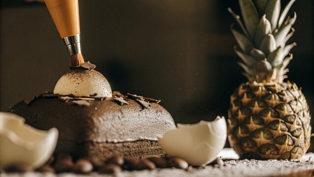 Fresh, healthy, and organic brown mushrooms on a rustic wooden table