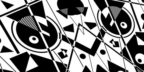 Abstract black and white simple composition. Geometric design background.