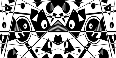 Abstract black and white simple composition. Geometric design background.
