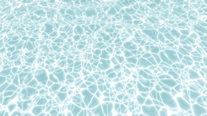 Light blue water surface with sun reflections creating a mesh pattern on the underwater floor
