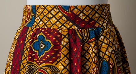 Vibrant African Print Pleated Midi Skirt: A Detailed Close-Up