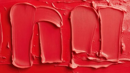 Obraz premium Thick Red Pigment with Brushstrokes, Demonstrating Texture and Depth, Providing a Rich Visual Experience