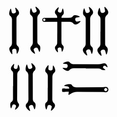 Assorted wrenches tool equipment set silhouette