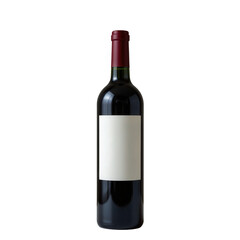 Elegant Red Wine Bottle with Blank Label for Customization on White Background