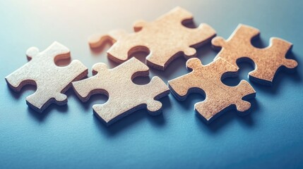 Obraz premium Several puzzle pieces arranged on a surface.