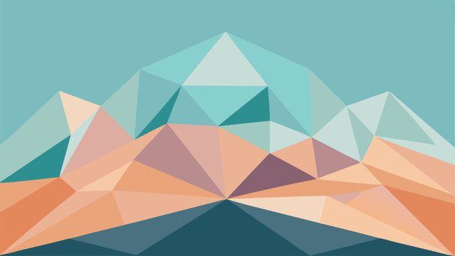 Geometric mountain landscape abstract with textured effect and colorful polygon shapes