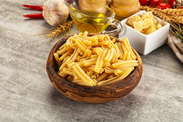 Raw dry Italian pasta - casarecce